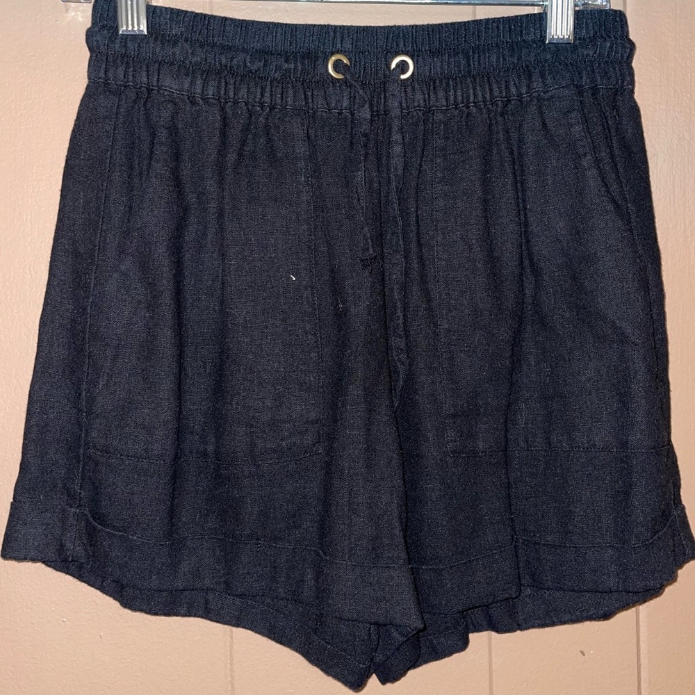 High Waist Black Denim Shorts